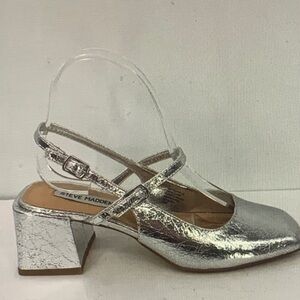 Steve Madden Metallic Silver Block Heels